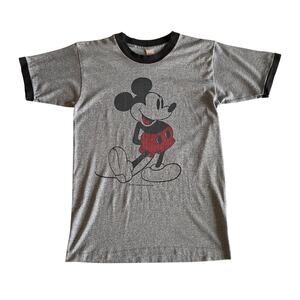 Tropix Togs VTG Mickey Mouse Graphic Ringer Tee Single Stitch - Sz: Vtg M, Mod S